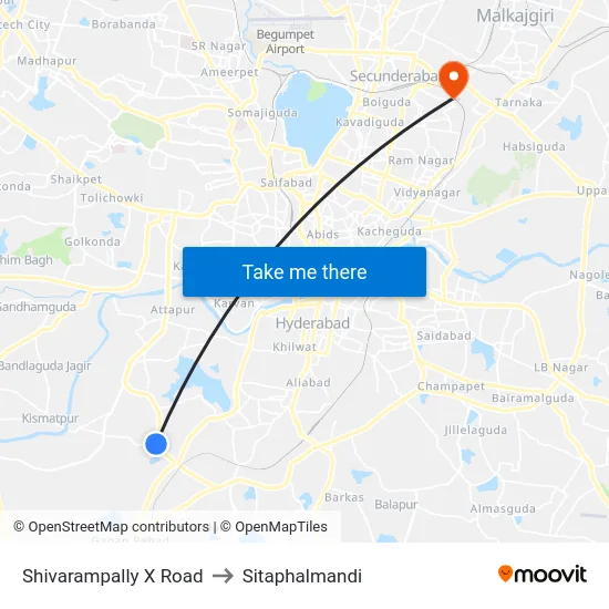 Shivarampally X Road to Sitaphalmandi map