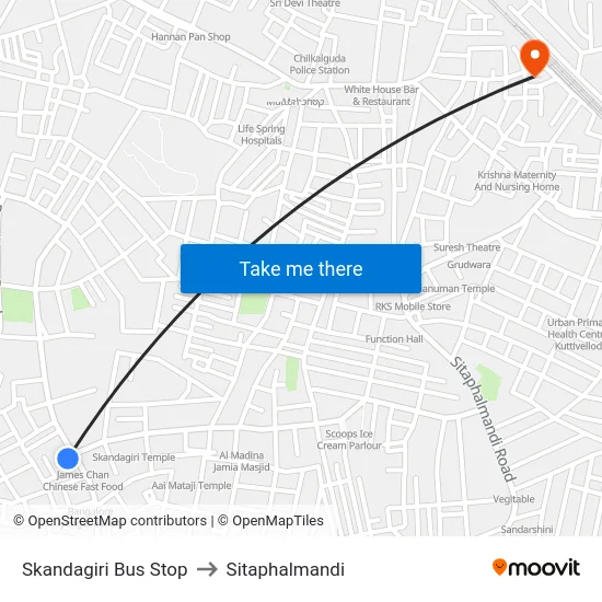 Skandagiri Bus Stop to Sitaphalmandi map