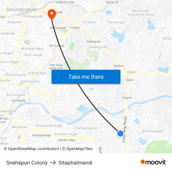 Snehapuri Colony to Sitaphalmandi map
