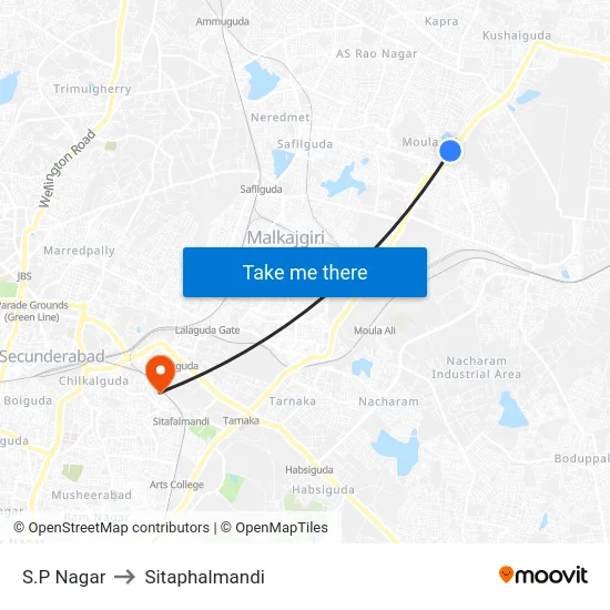 S.P Nagar to Sitaphalmandi map