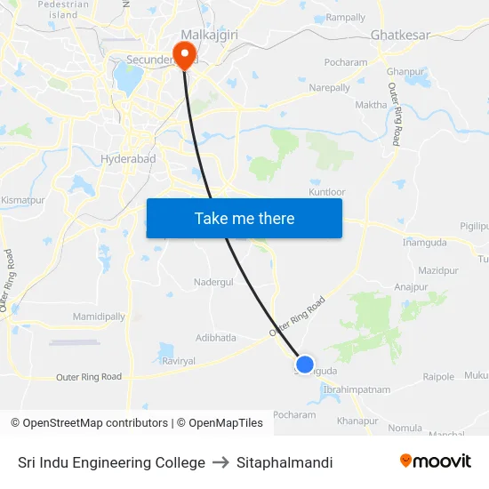 Sri Indu Engineering College to Sitaphalmandi map