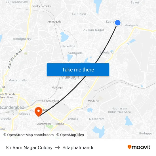 Sri Ram Nagar Colony to Sitaphalmandi map