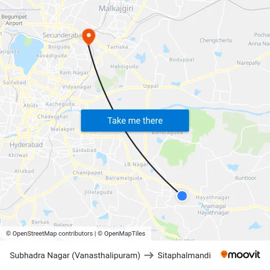 Subhadra Nagar (Vanasthalipuram) to Sitaphalmandi map