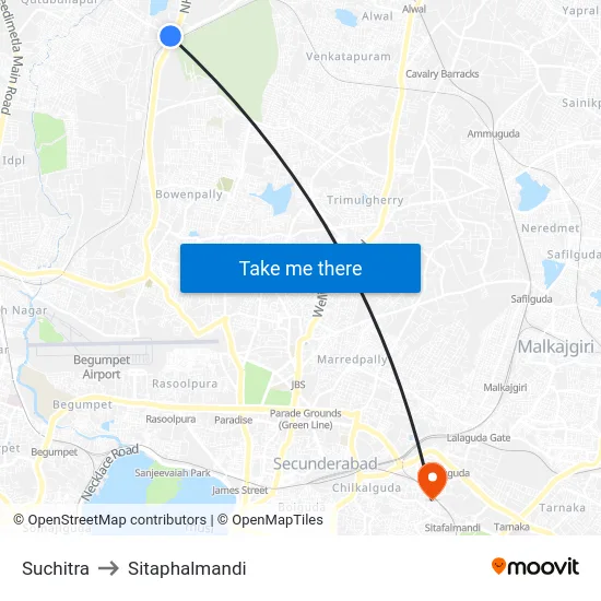Suchitra to Sitaphalmandi map