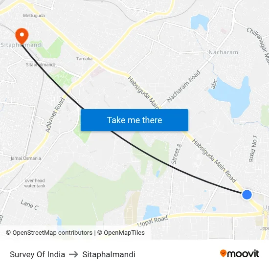 Survey Of India to Sitaphalmandi map