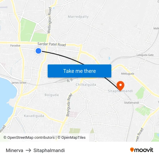 Minerva to Sitaphalmandi map