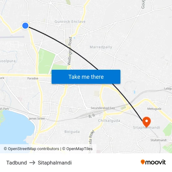 Tadbund to Sitaphalmandi map