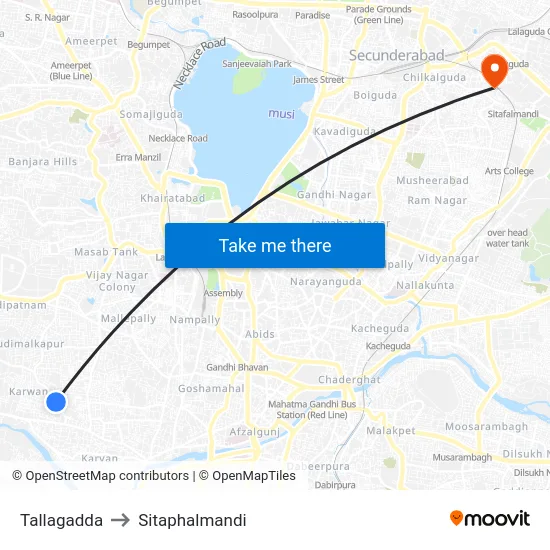 Tallagadda to Sitaphalmandi map