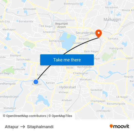 Attapur to Sitaphalmandi map