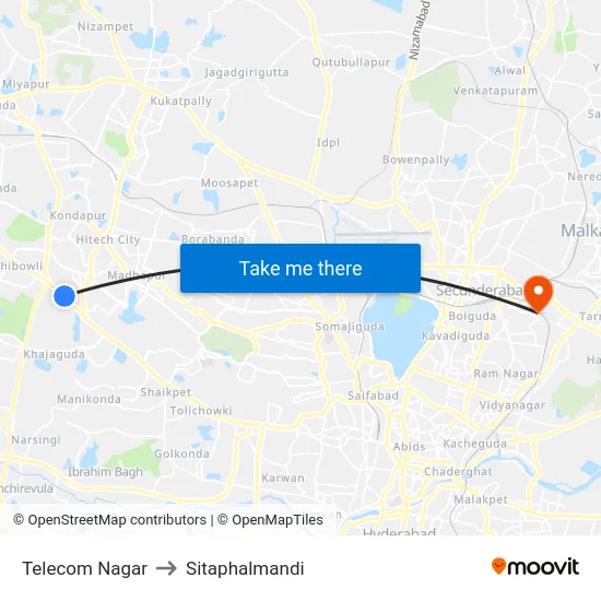 Telecom Nagar to Sitaphalmandi map