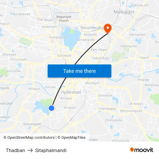 Thadban to Sitaphalmandi map