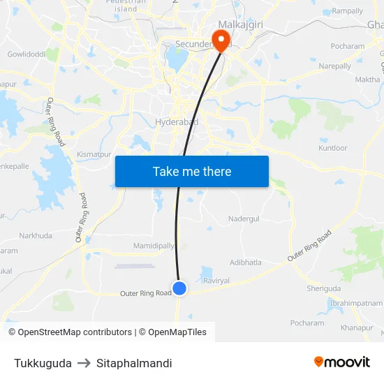Tukkuguda to Sitaphalmandi map