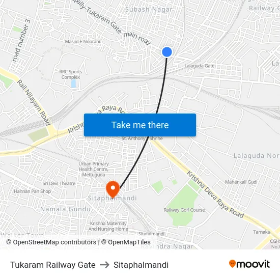Tukaram Railway Gate to Sitaphalmandi map