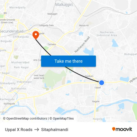 Uppal X Roads to Sitaphalmandi map