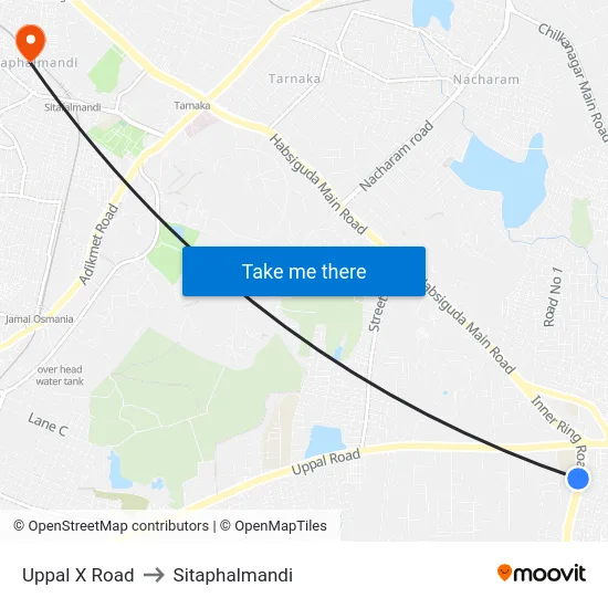 Uppal X Road to Sitaphalmandi map