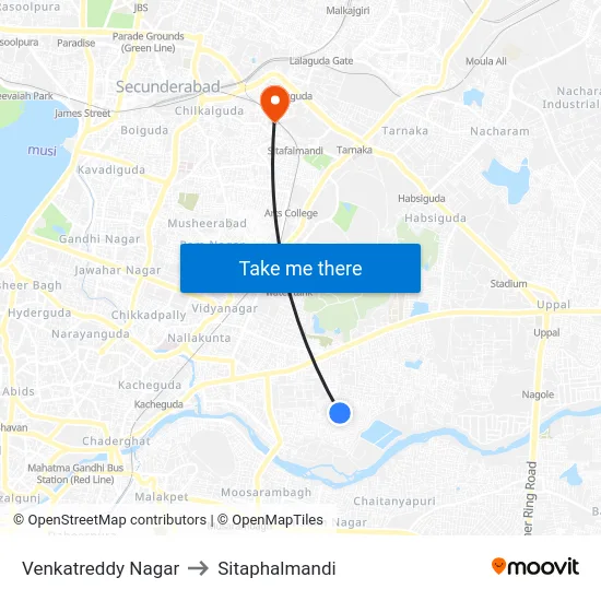 Venkatreddy Nagar to Sitaphalmandi map