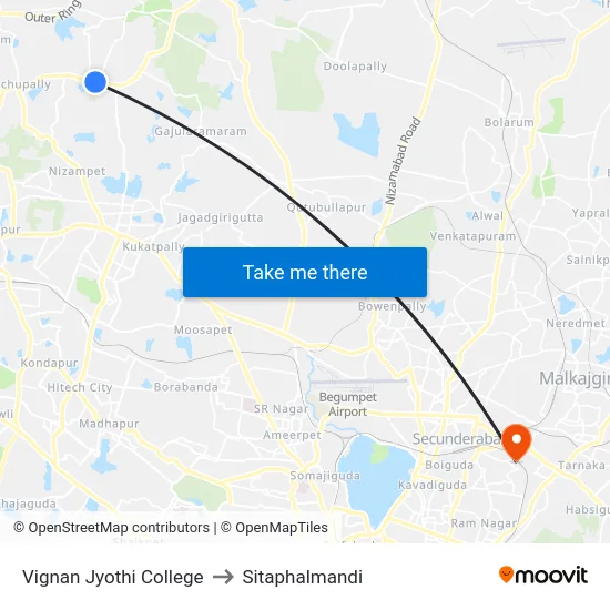Vignan Jyothi College to Sitaphalmandi map