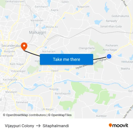 Vijaypuri Colony to Sitaphalmandi map
