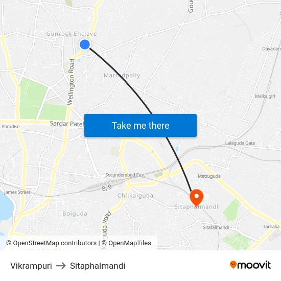 Vikrampuri to Sitaphalmandi map