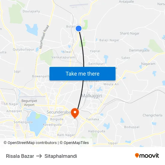Risala Bazar to Sitaphalmandi map