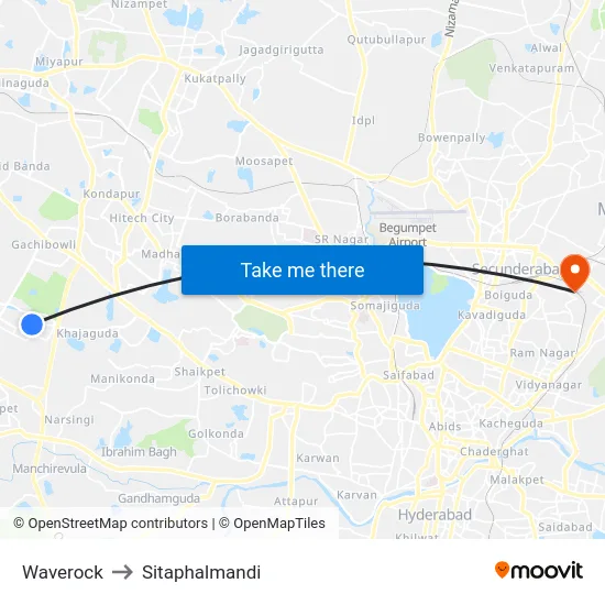 Waverock to Sitaphalmandi map