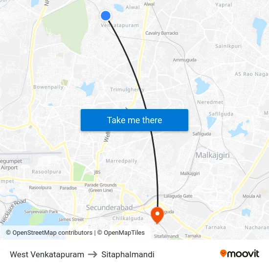 West Venkatapuram to Sitaphalmandi map