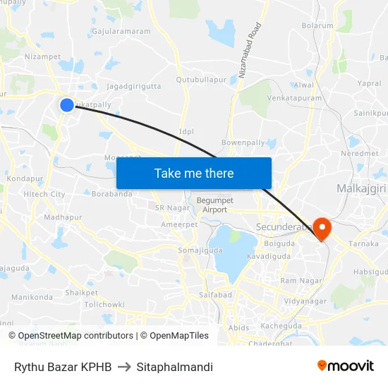 Rythu Bazar KPHB to Sitaphalmandi map