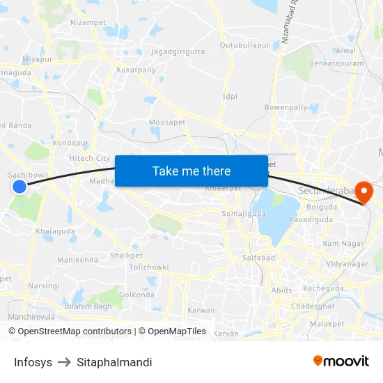 Infosys to Sitaphalmandi map
