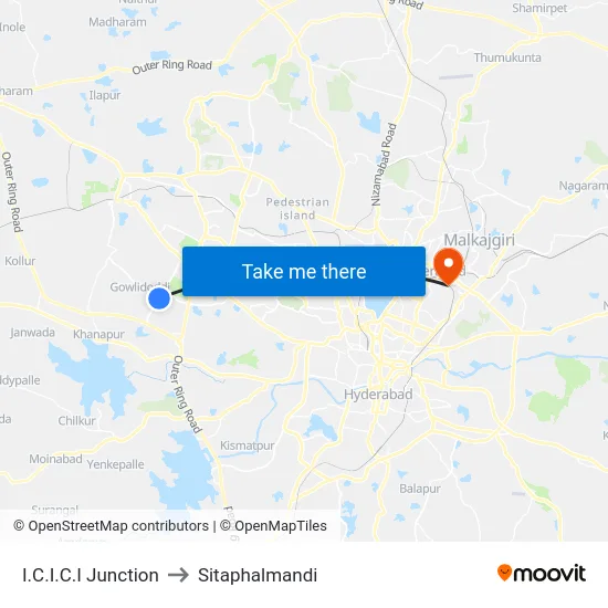 I.C.I.C.I Junction to Sitaphalmandi map