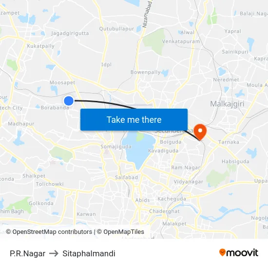P.R.Nagar to Sitaphalmandi map
