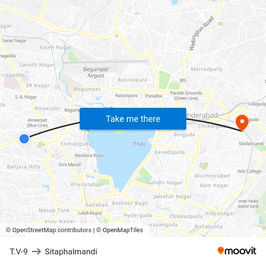 T.V-9 to Sitaphalmandi map