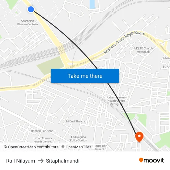 Rail Nilayam to Sitaphalmandi map