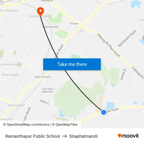 Ramanthapur Public School to Sitaphalmandi map