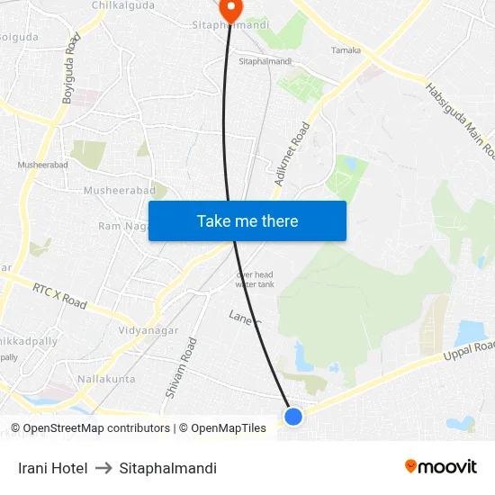 Irani Hotel to Sitaphalmandi map