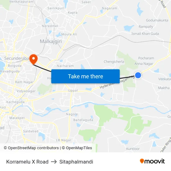 Korramelu X Road to Sitaphalmandi map