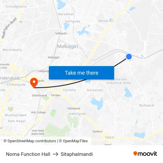 Noma Function Hall to Sitaphalmandi map