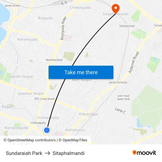 Sundaraiah Park to Sitaphalmandi map