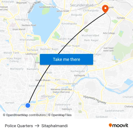 Police Quarters to Sitaphalmandi map