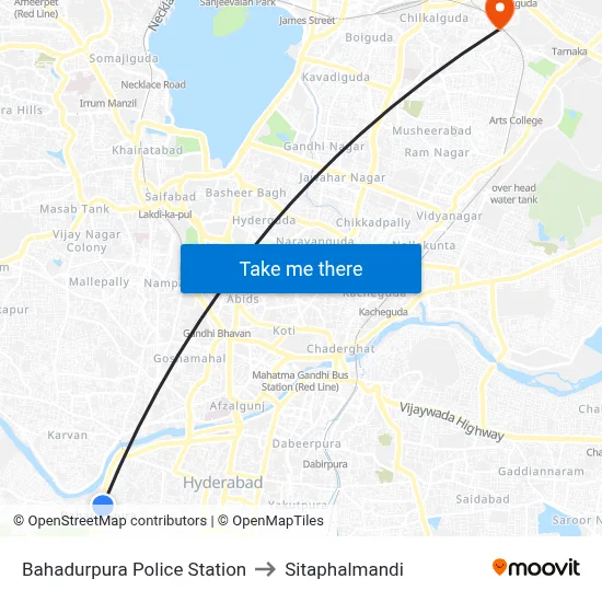 Bahadurpura Police Station to Sitaphalmandi map