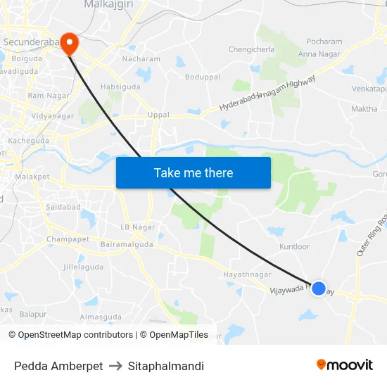 Pedda Amberpet to Sitaphalmandi map