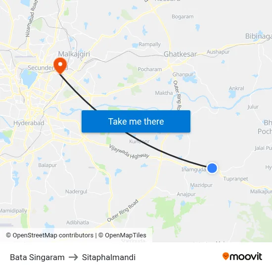 Bata Singaram to Sitaphalmandi map