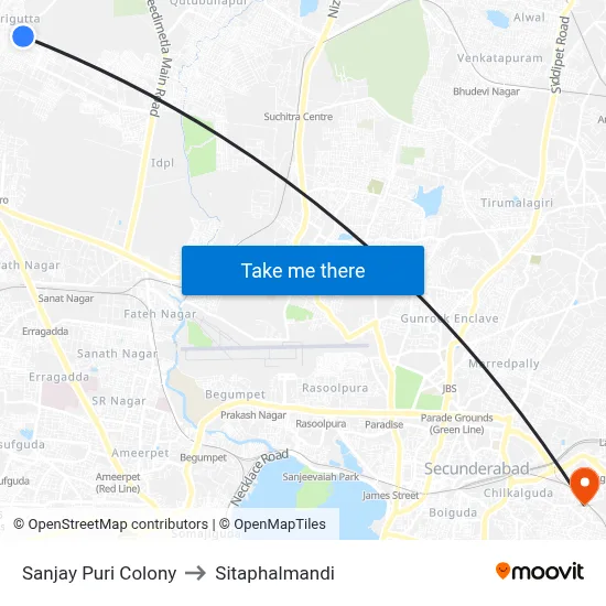 Sanjay Puri Colony to Sitaphalmandi map