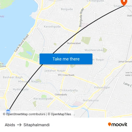 Abids to Sitaphalmandi map