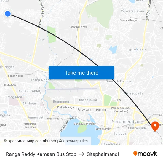 Ranga Reddy Kamaan Bus Stop to Sitaphalmandi map