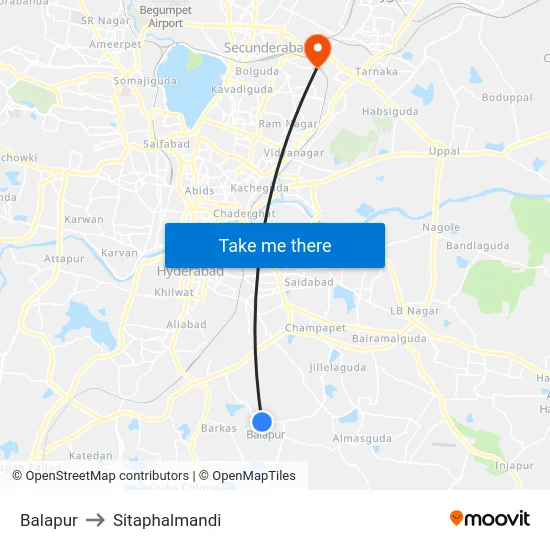 Balapur to Sitaphalmandi map