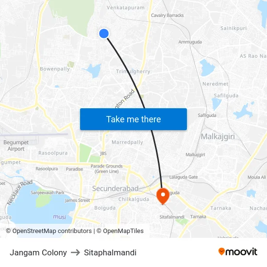 Jangam Colony to Sitaphalmandi map