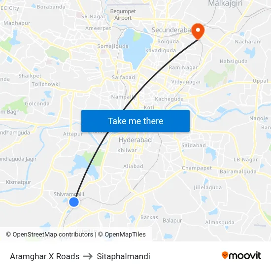 Aramghar X Roads to Sitaphalmandi map