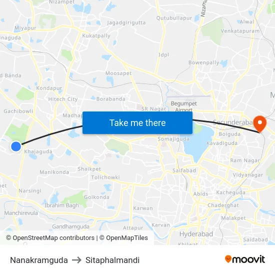Nanakramguda to Sitaphalmandi map