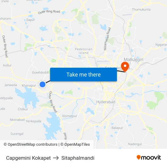 Capgemini Kokapet to Sitaphalmandi map