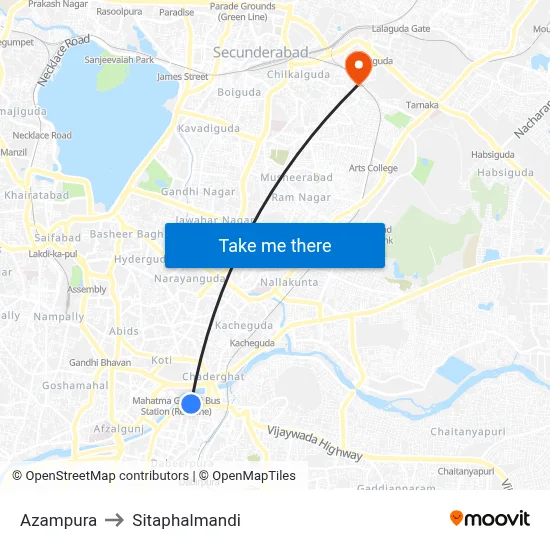 Azampura to Sitaphalmandi map